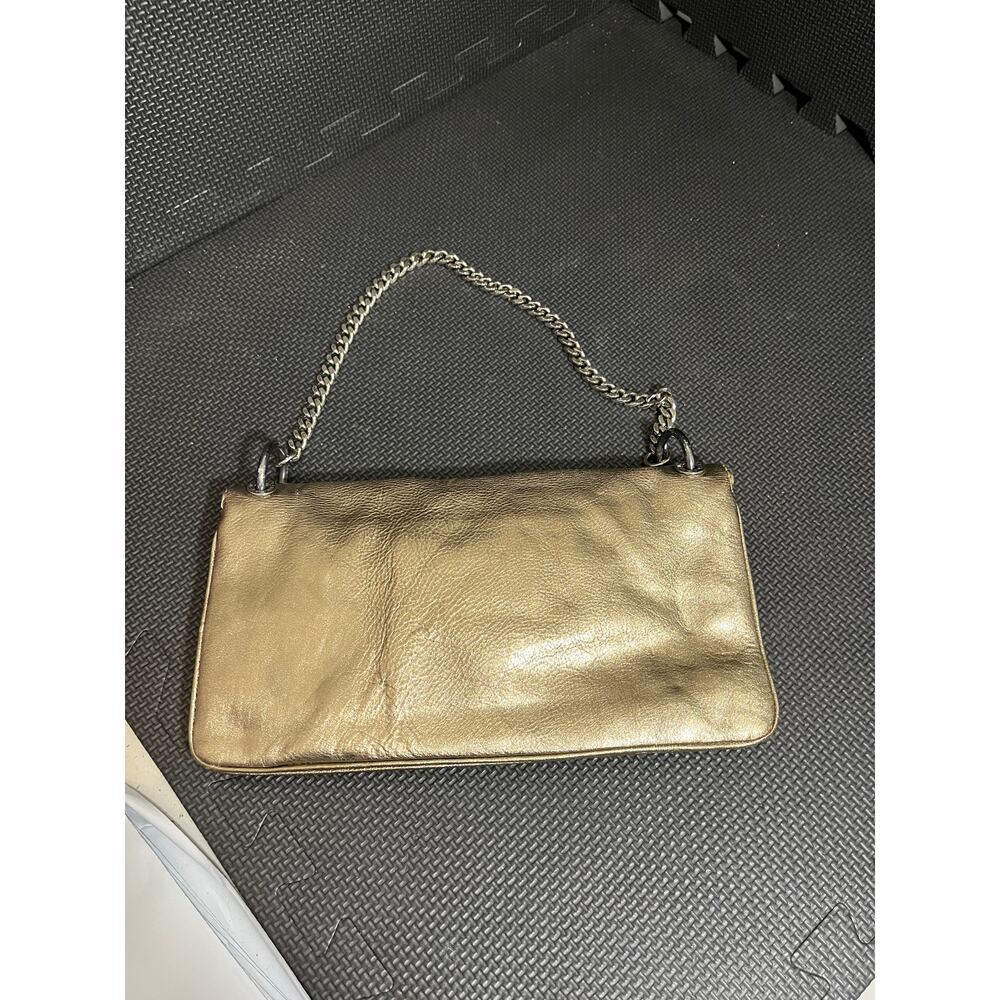 MICHAEL KORS VINTAGE Champagne color and metallic chain shoulder bag / clutch - Picture 3 of 12